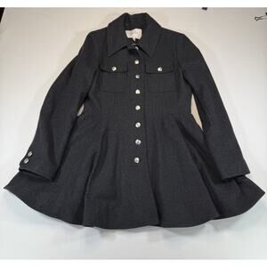 Laundry by Shelli Segal Wool Blend Fit & Flare Coat Women’s 8 Charcoal